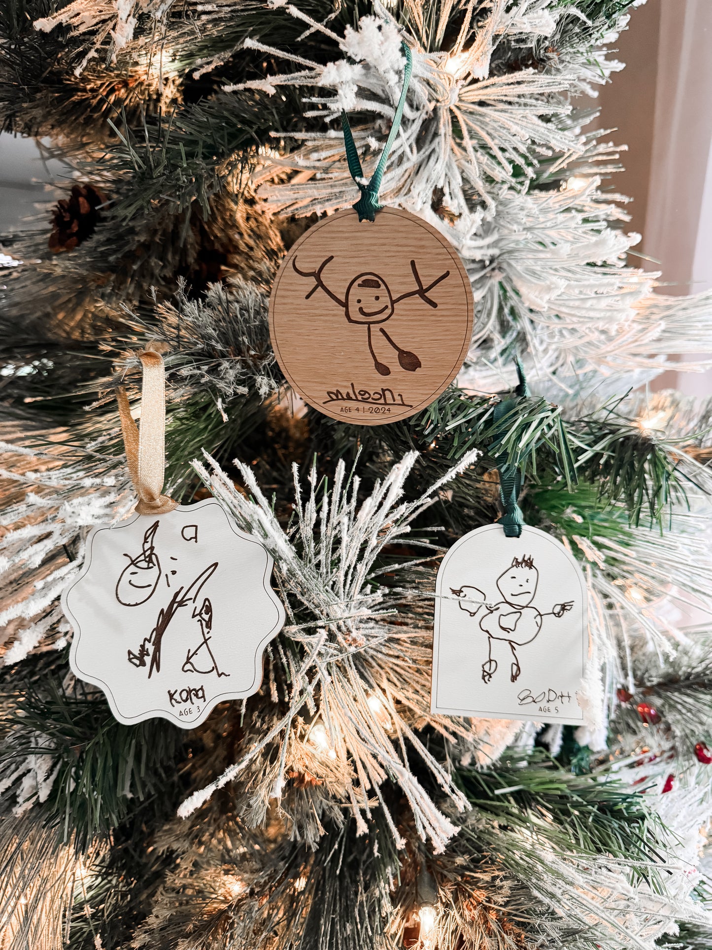 Keepsake Tree Ornament Engraved with Child's Drawing | Personalized Christmas Gift | Engraved Keepsake | Kid's Artwork | Keepsake Gift