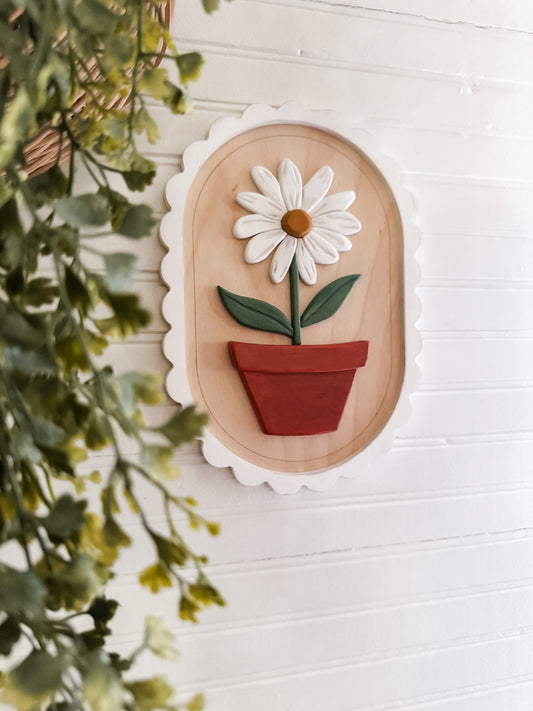 3D Hand-carved Daisy Wall Sign