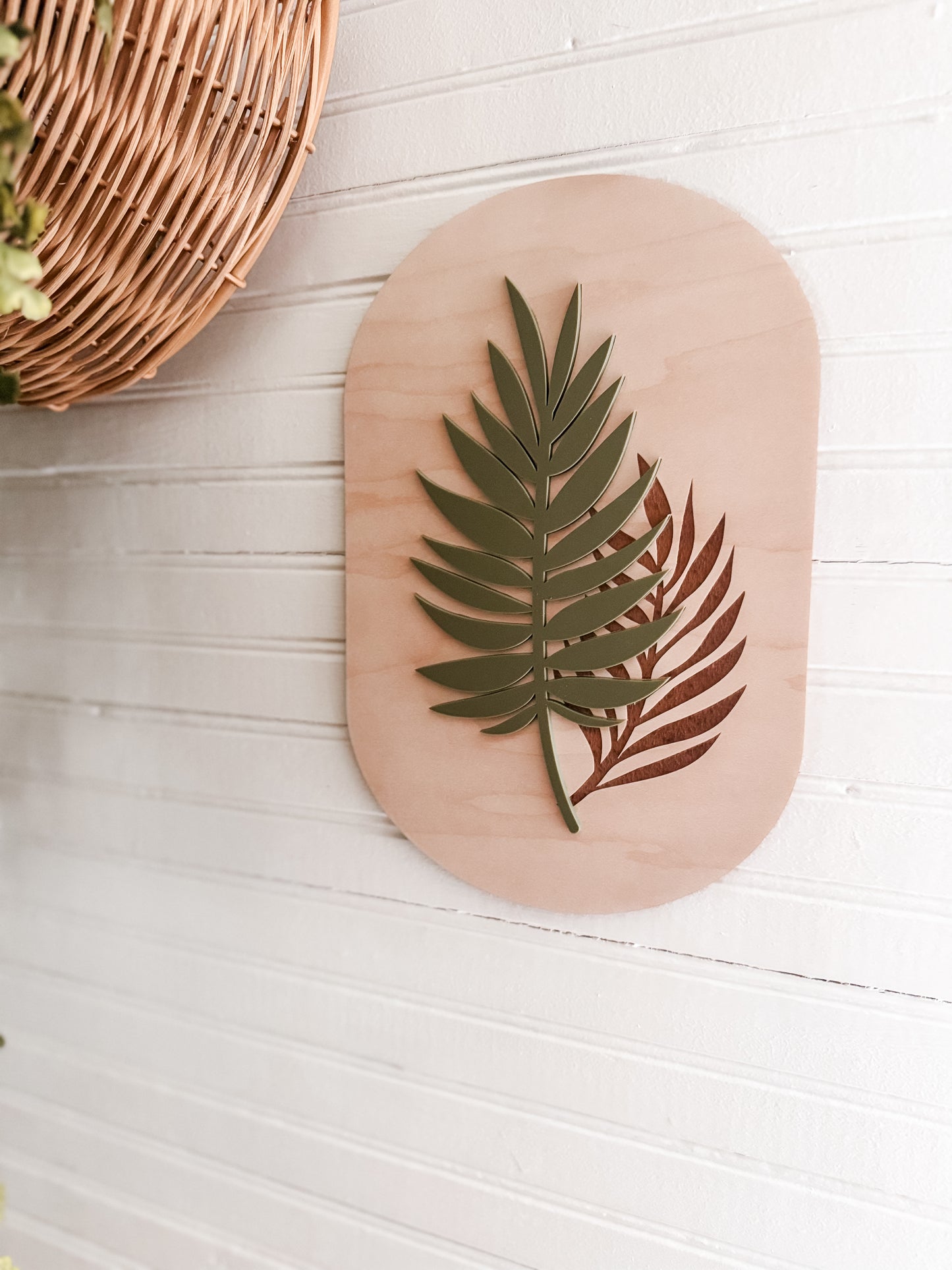 Boho Fern Oval Wood Wall Decor | Layered Wall Art | Boho Home Decor