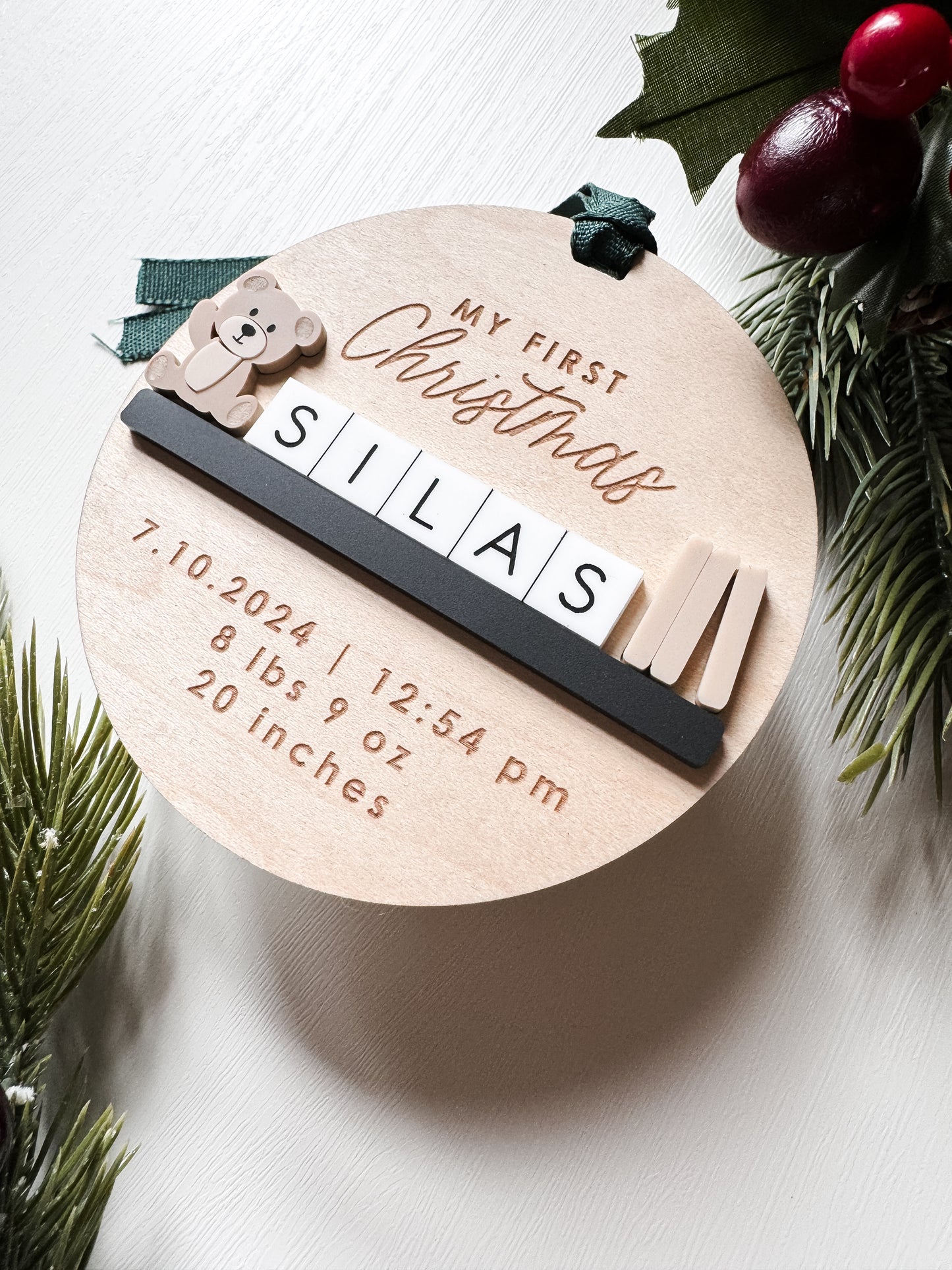 Baby's First Christmas Ornament | Baby's Keepsake Ornament | Personalized Baby Gift | Birth Stat Ornament | New Baby Gift | Mom Must Have
