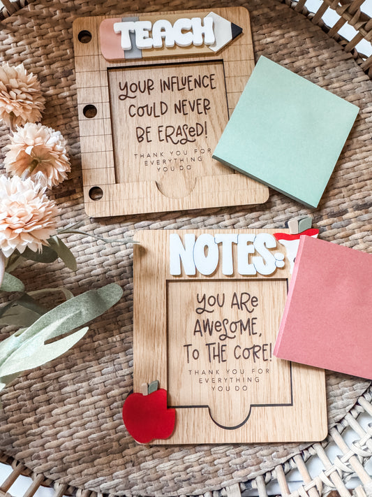 Post it Note Holder| Pick Your Style | Gift Idea | Teacher Appreciation Week | Personalized | End of the School Year Gift |