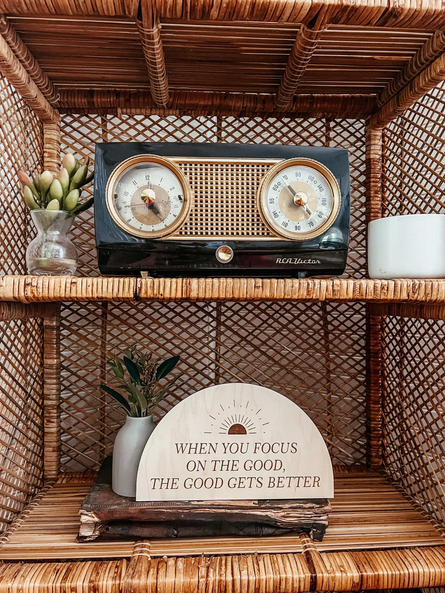 When You Focus on the Good Minimalistic Boho Sign | Laser Engraved | Boho Decor | Handmade | Arched Signs | Positive Wall Art | Office Decor