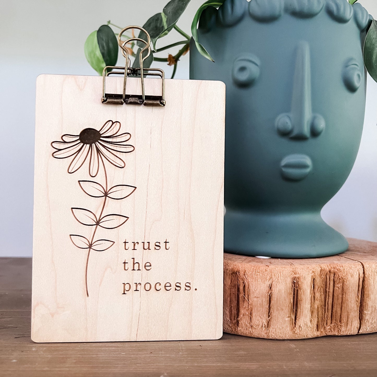 Trust the Process Boho Sign | Laser Engraved Mini Sign | Motivational Office Decor |