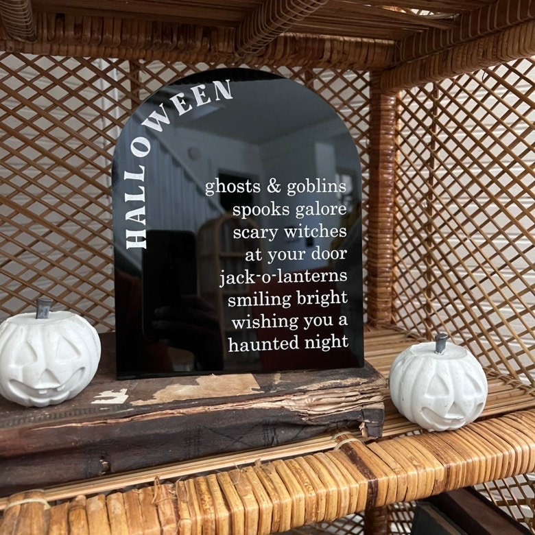 Halloween Arch Sign | Halloween Words | Boho Halloween Decor | When Witches Go Riding Sign | Shelf Halloween Decor | Laser Engraved Acrylic