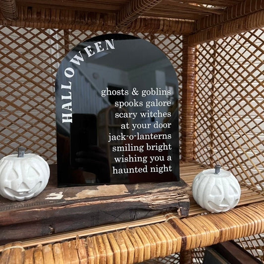 Halloween Arch Sign | Halloween Words | Boho Halloween Decor | When Witches Go Riding Sign | Shelf Halloween Decor | Laser Engraved Acrylic