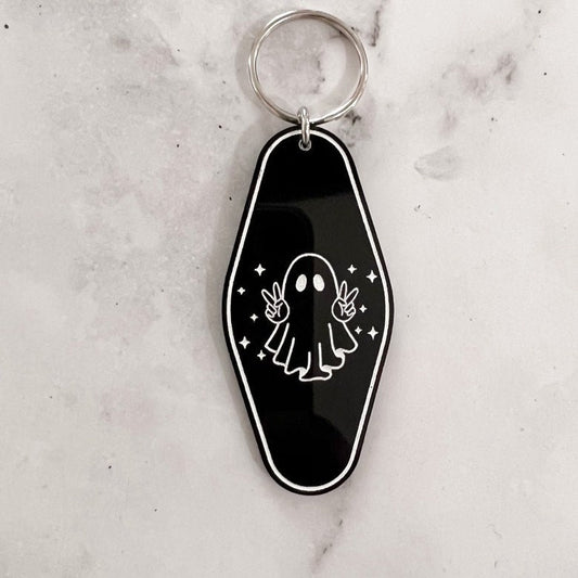 Retro Inspired Halloween Motel Keychains | Laser Engraved | Unique Gift | Handmade Keychain | Car Keys | Gift for Her | Gift for Him