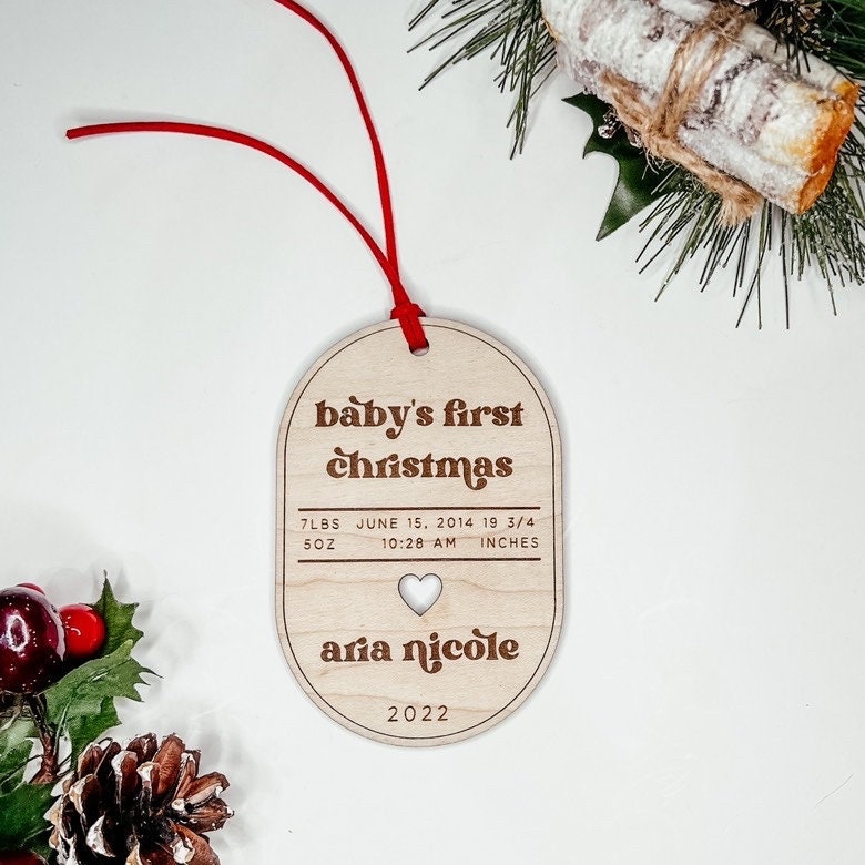 Baby Stats Personalized Christmas Ornament, Christmas Gift, Baby's First Christmas Ornament