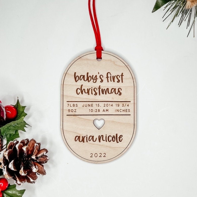 Baby Stats Personalized Christmas Ornament, Christmas Gift, Baby's First Christmas Ornament