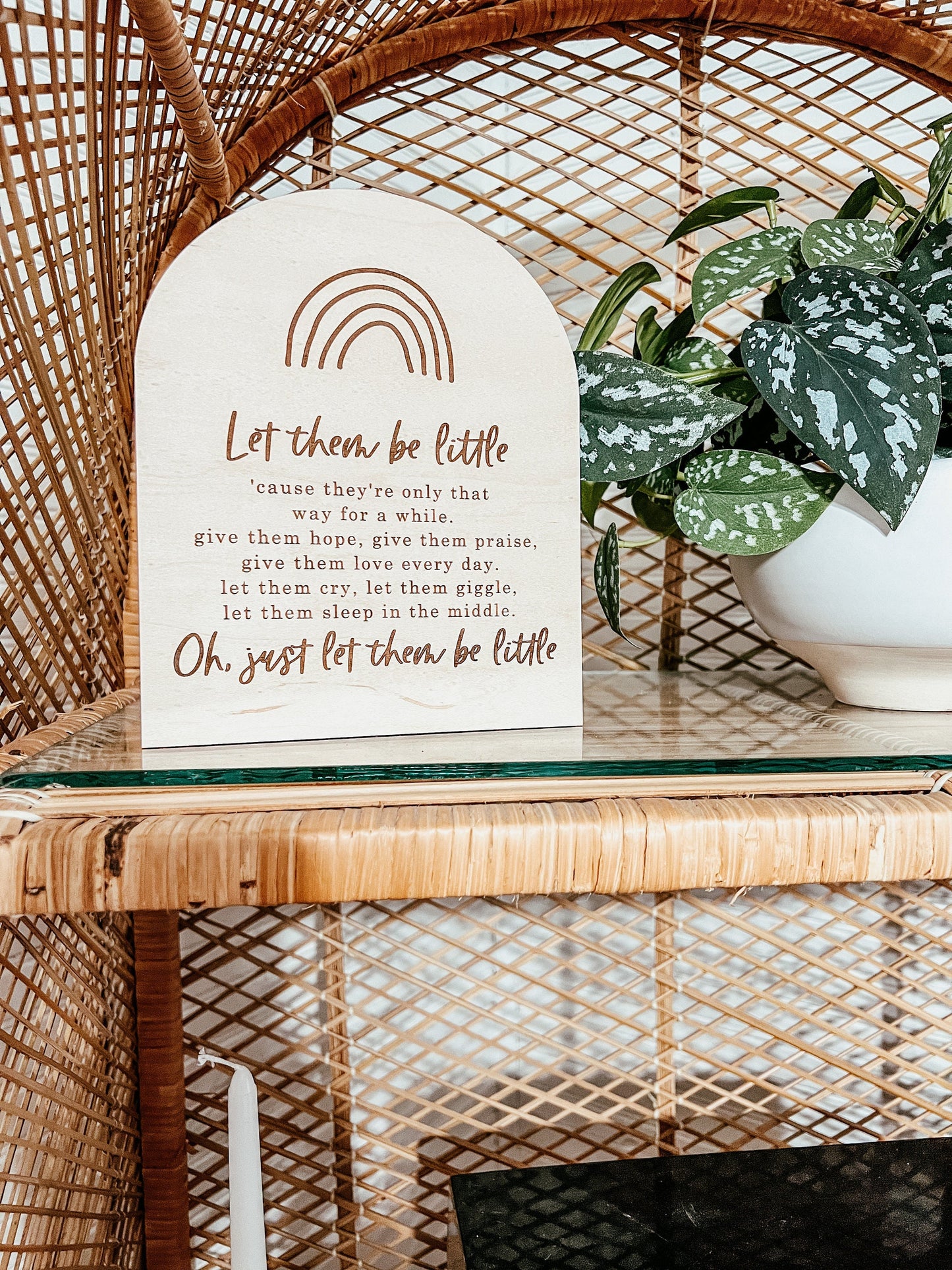 Let them Be Little Sign | Laser Engraved | Boho Decor | Handmade | Boho Shelf Sign | Arched Signs | Nursery Decor
