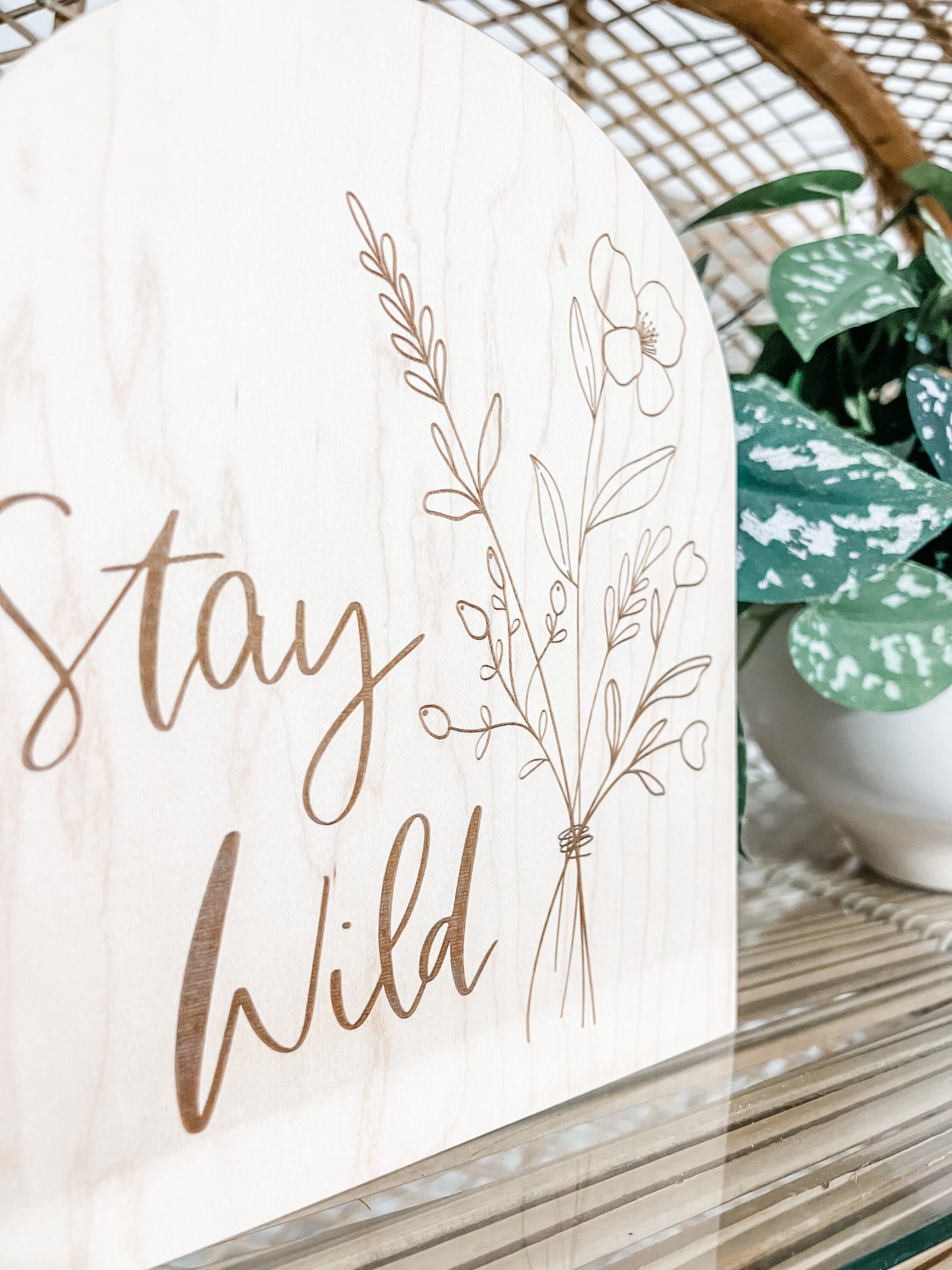 Stay Wild Boho Arch Sign | Laser Engraved | Boho Decor | Handmade | Boho Shelf Sign | Arched Signs