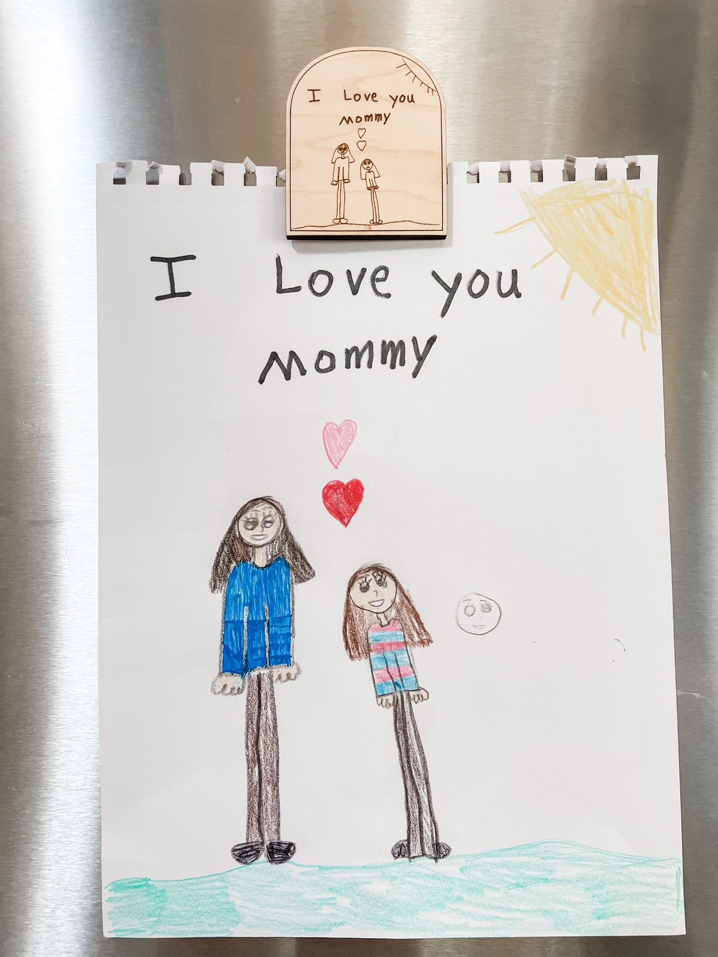 Wood Magnet with Child's Drawing | Personalized Gift | Engraved Keepsake | Kid's Artwork | Keepsake Gift | Art Display