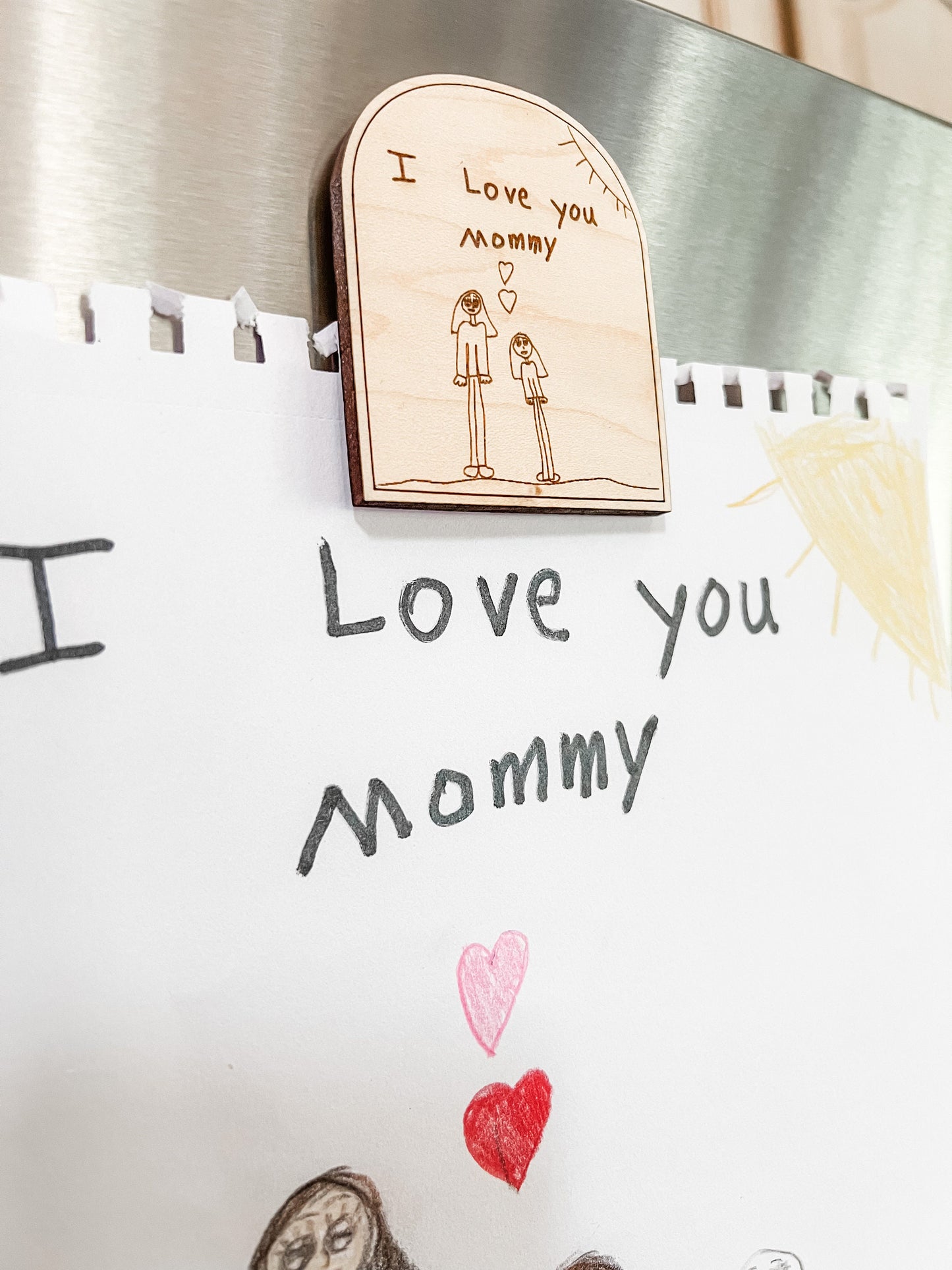 Wood Magnet with Child's Drawing | Personalized Gift | Engraved Keepsake | Kid's Artwork | Keepsake Gift | Art Display