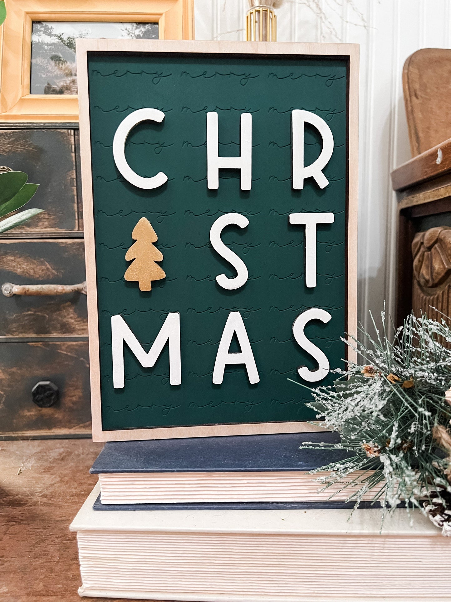 Merry Christmas Framed Sign | Boho Christmas Sign | 3D Sign | Laser Engraved | Boho Christmas Sign | Arch Sign