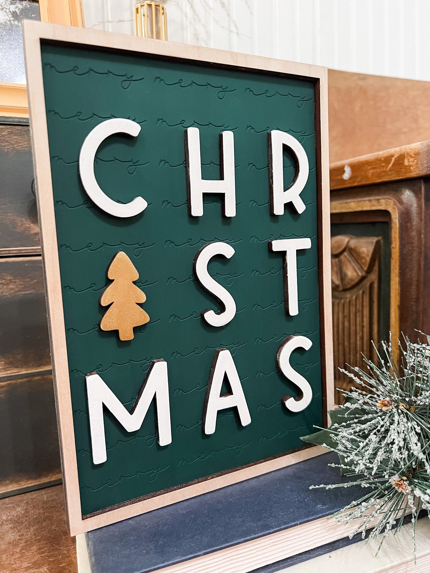Merry Christmas Framed Sign | Boho Christmas Sign | 3D Sign | Laser Engraved | Boho Christmas Sign | Arch Sign