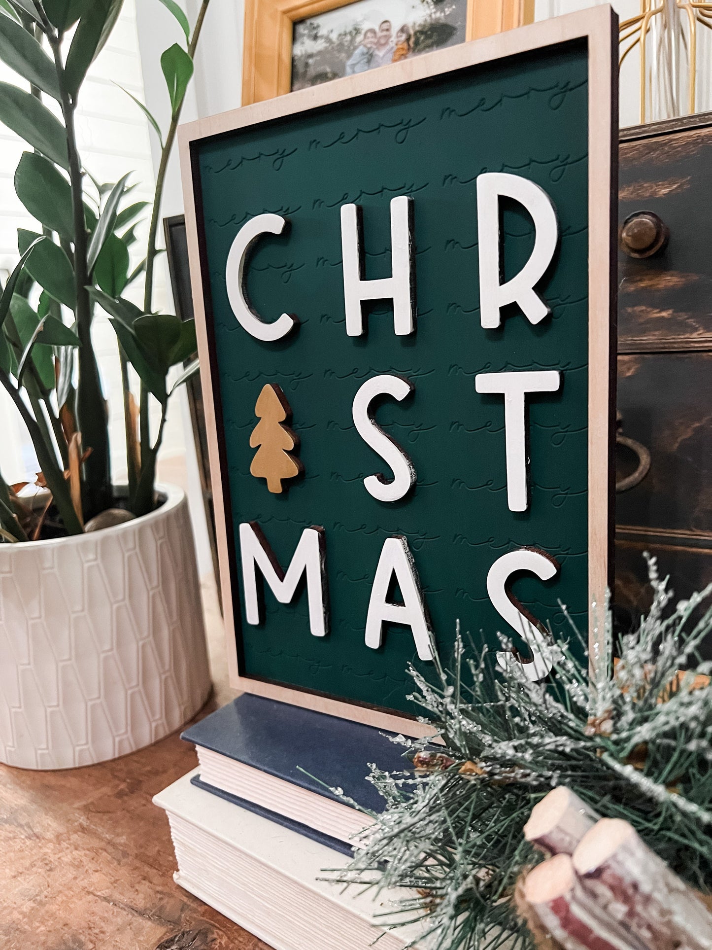 Merry Christmas Framed Sign | Boho Christmas Sign | 3D Sign | Laser Engraved | Boho Christmas Sign | Arch Sign