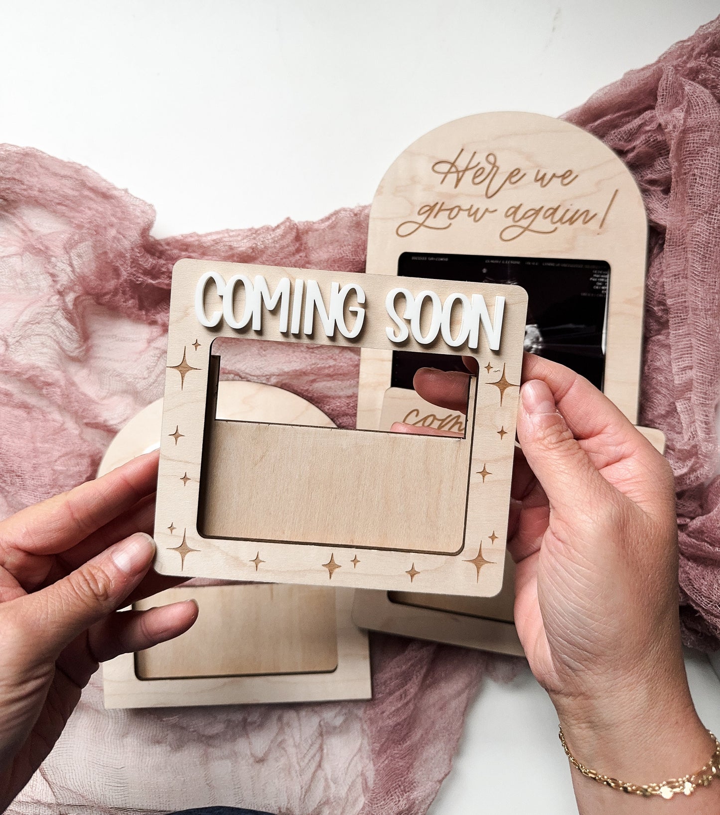 Pregnancy Announcements Keepsake Gift | Ultrasound Picture Fridge Magnet | Here We Grow Again Keepsake | Coming Soon | Choose Your Style