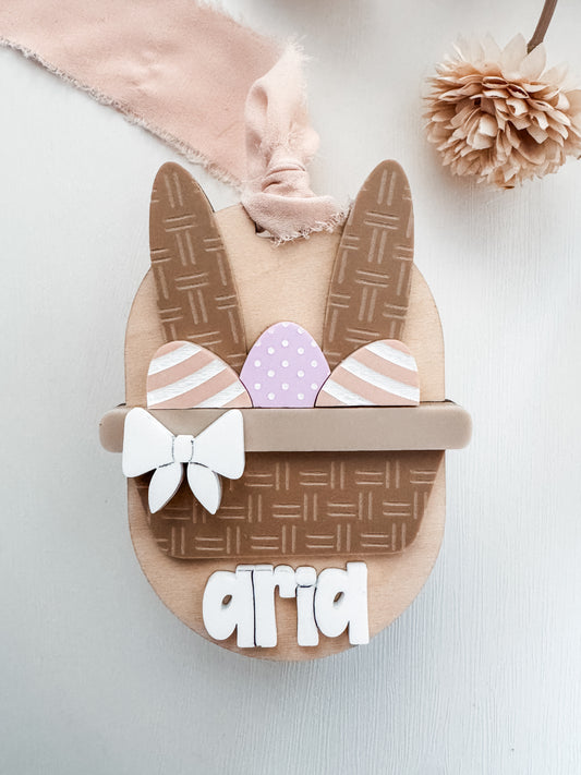 Personalized Modern Easter Basket Tag with Ribbon | Acrylic Easter Tags | Personalized Tags | Laser Engraved | Custom Tags | Basket Name Tag