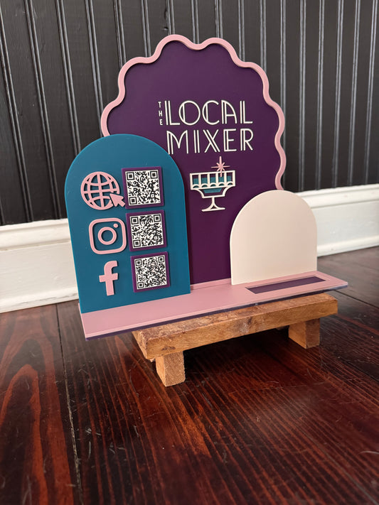 Business Logo Social Media Sign | Branding Round Vendor Market Sign