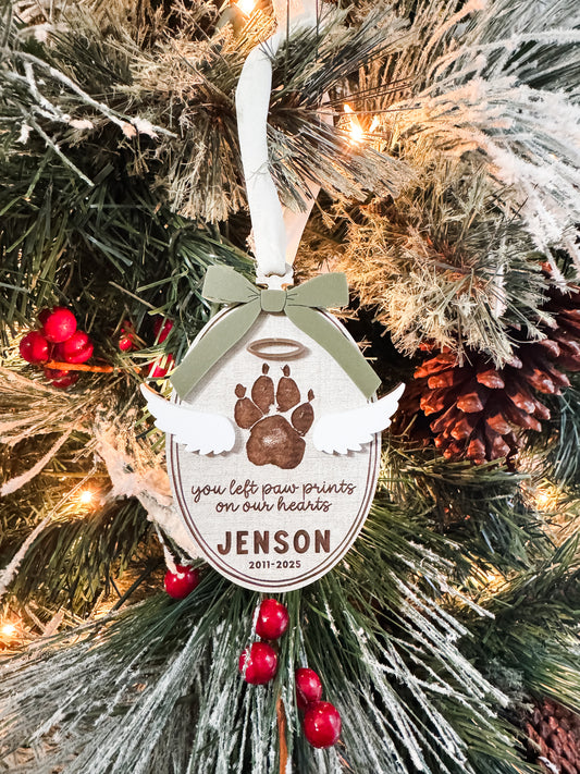 Pet Pawprint Ornament | Pet Memorial Keepsake | Loss of Pet Ornament | Personalized Pet Ornament
