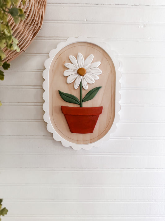 3D Hand-carved Daisy Wall Sign