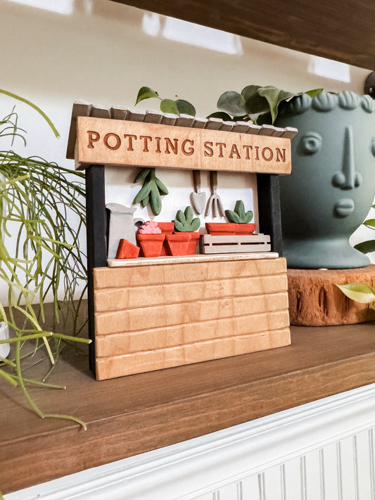 Hand Carved Potting Station Shelf