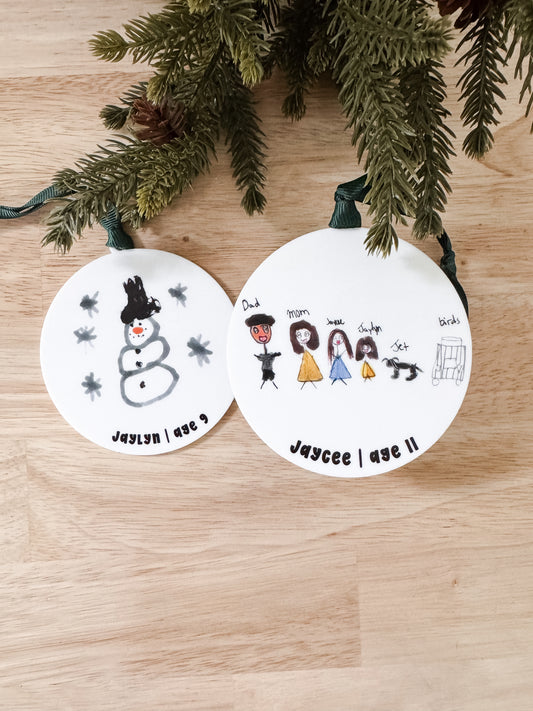 Keepsake Kids Drawing Tree Ornament | Personalized Christmas Gift | Keepsake Gift | Kid's Artwork