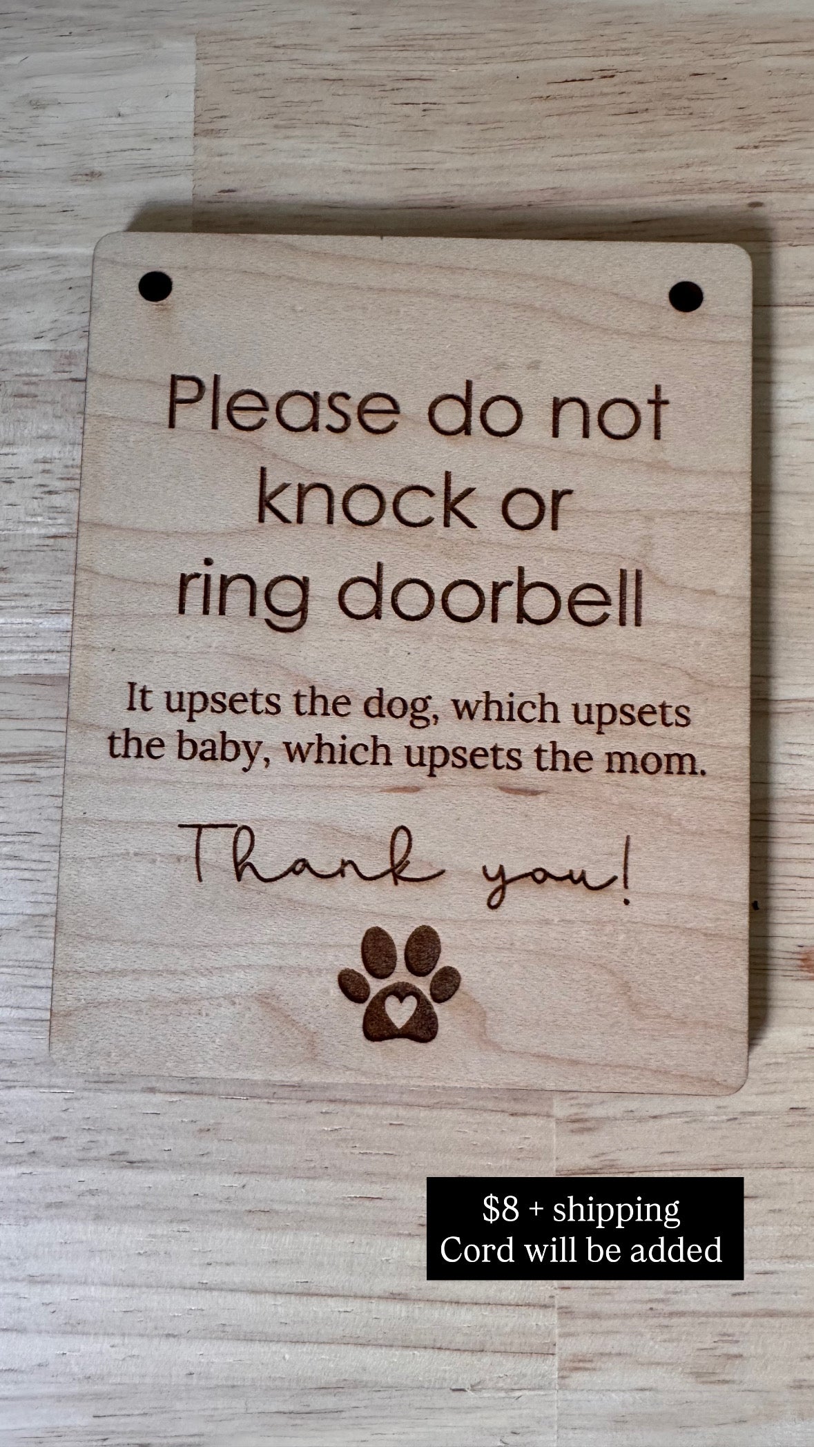 Do not knock sign for Jacqueline