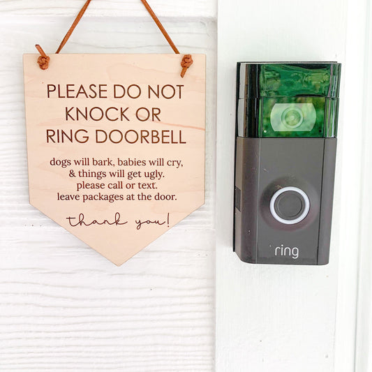 Please Do Not Knock or Ring Doorbell | Dogs will Bark Babies will Cry Banner Sign | Sleeping Baby | Door Sign | Mom to Be | Baby Shower Gift