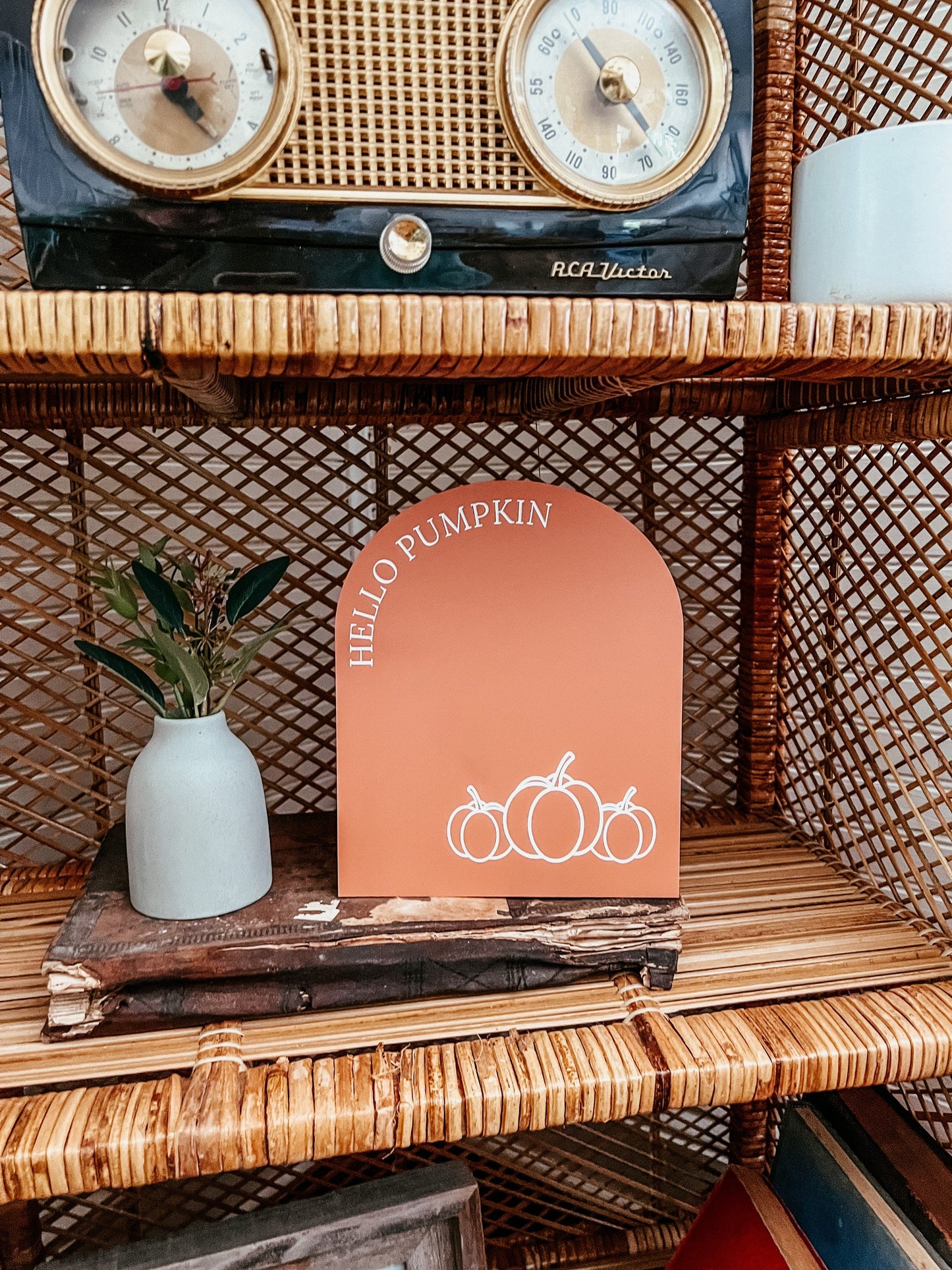 Hello Pumpkin Arch Sign | Boho Fall Decor | Hello Pumpkin Sign | Shelf Fall Decor | Laser Engraved