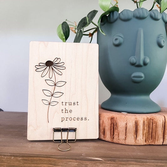 Trust the Process Boho Sign | Laser Engraved Mini Sign | Motivational Office Decor |