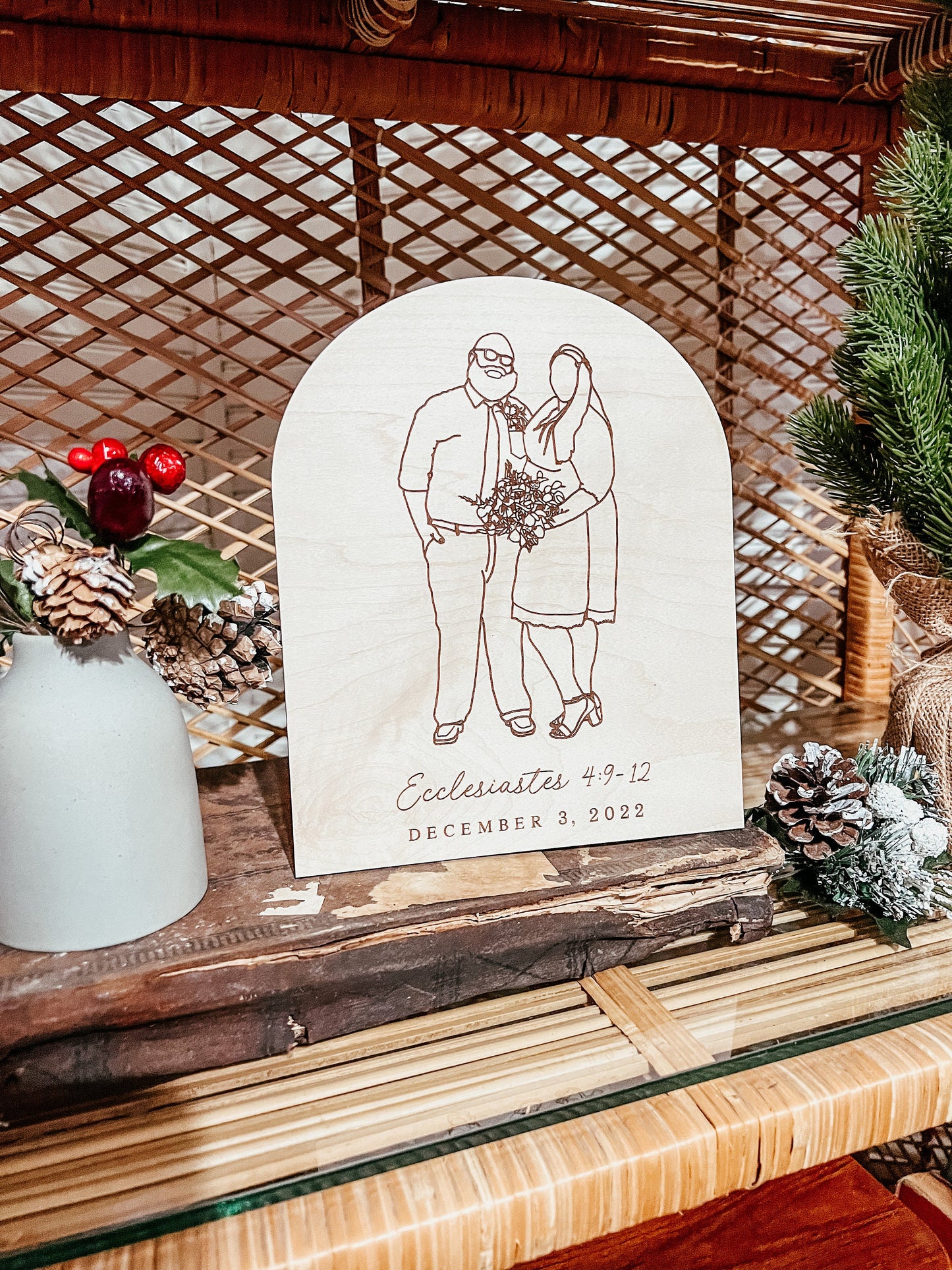 Personalized Faceless Portrait Arch Sign | Boho Arch Sign | Custom Artwork + Quote | Handmade |
