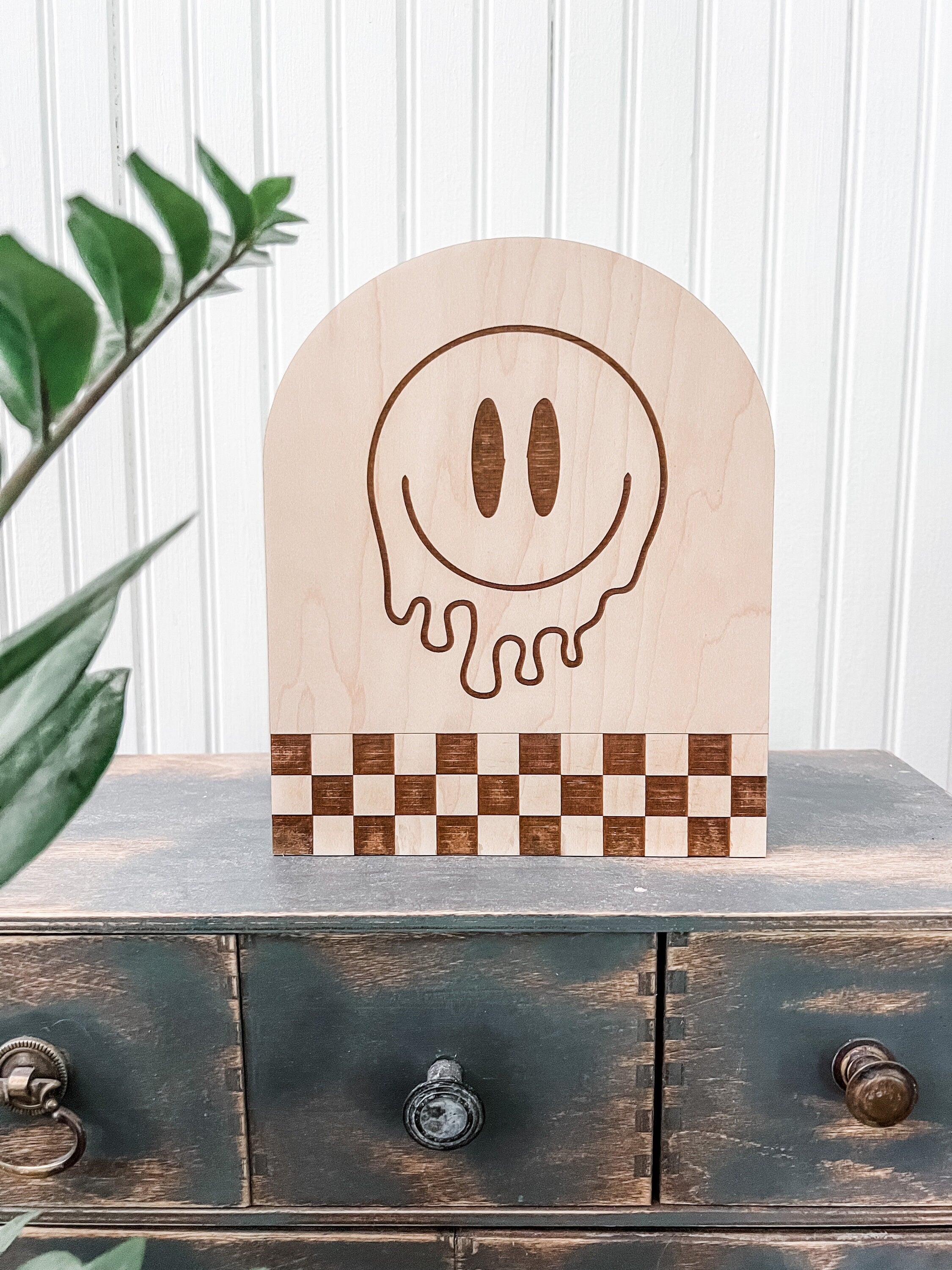 Drippy Sign Design Drippy Smiley Face Sign | Checkered Nursery Decor | Boho | Handmade ...