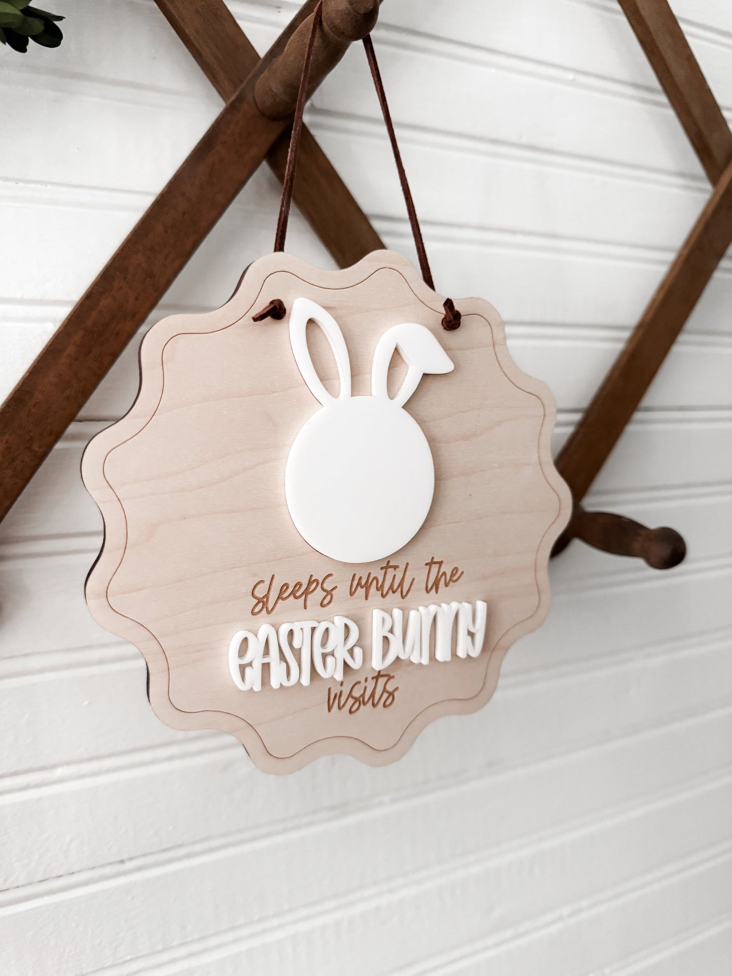 Countdown to Easter Whimsical Hanging Sign | Sleeps Until the Easter Bunny Visits | Handmade | Laser Engraved Sign