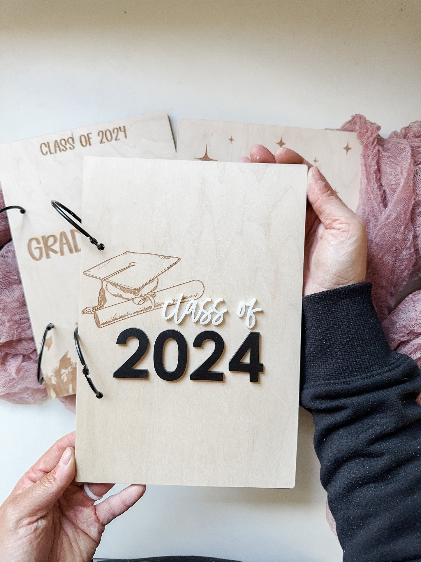 Class of 2024 Grad Card Holder | Graduation Card Storage | Photo Holder | Laser Engraved | Graduation Memories | Grad Keepsakes