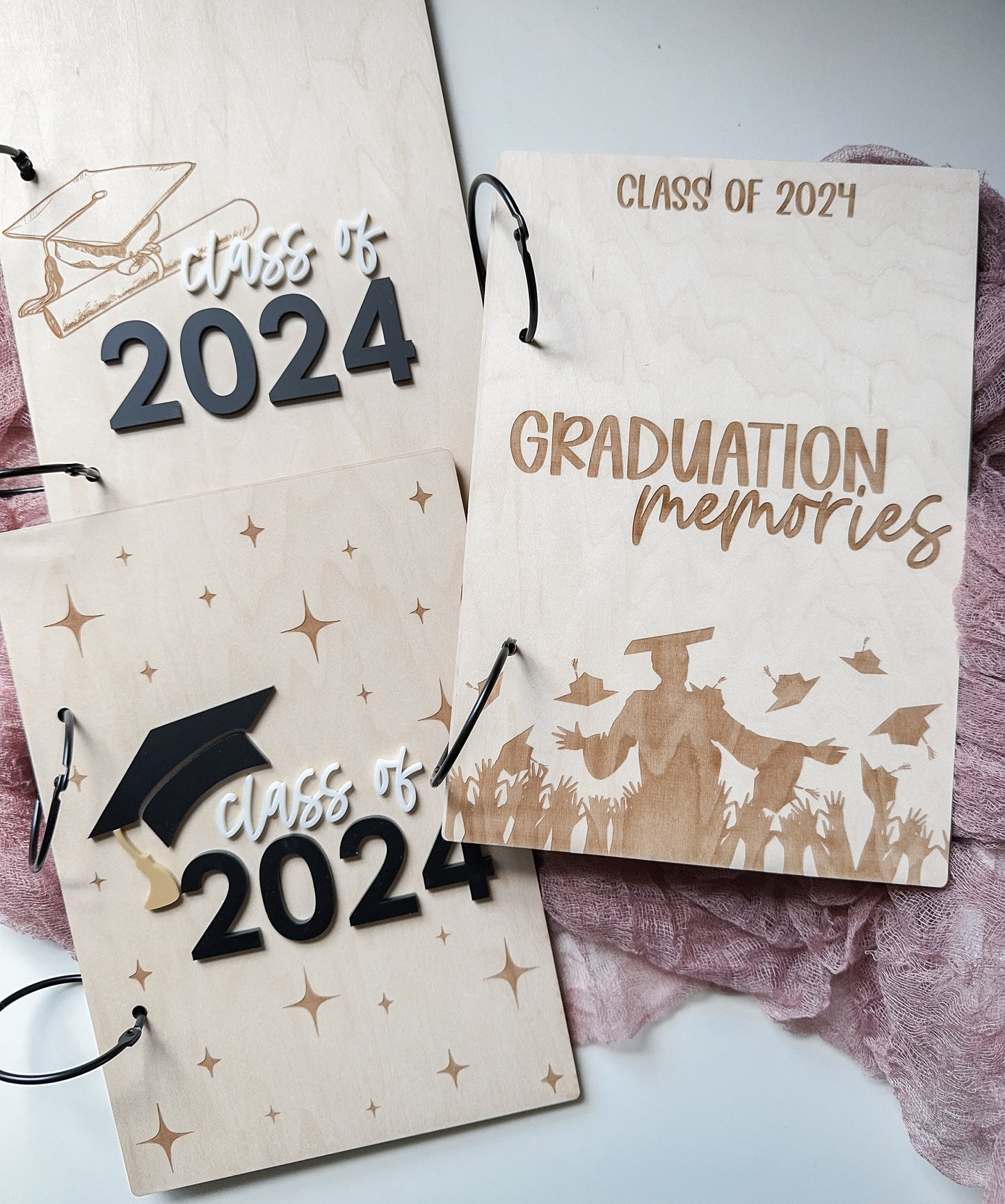 Class of 2024 Grad Card Holder | Graduation Card Storage | Photo Holder | Laser Engraved | Graduation Memories | Grad Keepsakes