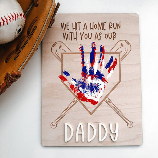 Custom DIY I hit a Home Run with You as Our Dad | Kid’s Handprint Craft | Father's Day Gift Craft | Paint + Brush NOT included