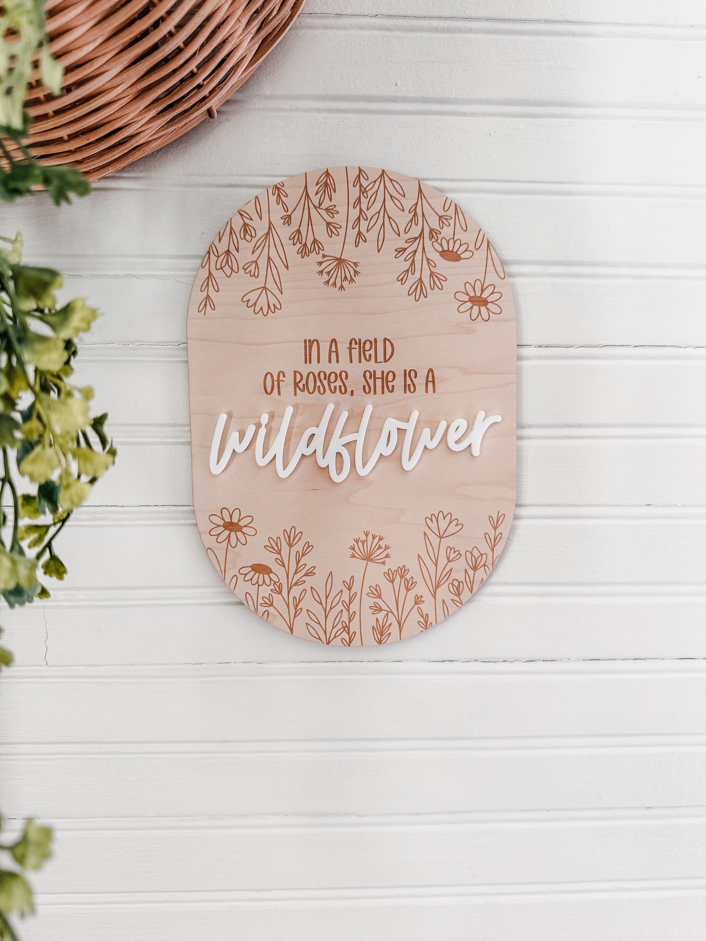 In a Field of Roses, Be a Wildflower, Nursery Wall Decor, Wildflower Sign, Spring Wall Art, Boho Wall Art