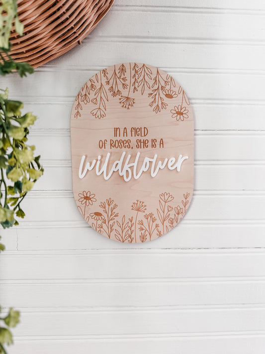 In a Field of Roses, Be a Wildflower, Nursery Wall Decor, Wildflower Sign, Spring Wall Art, Boho Wall Art