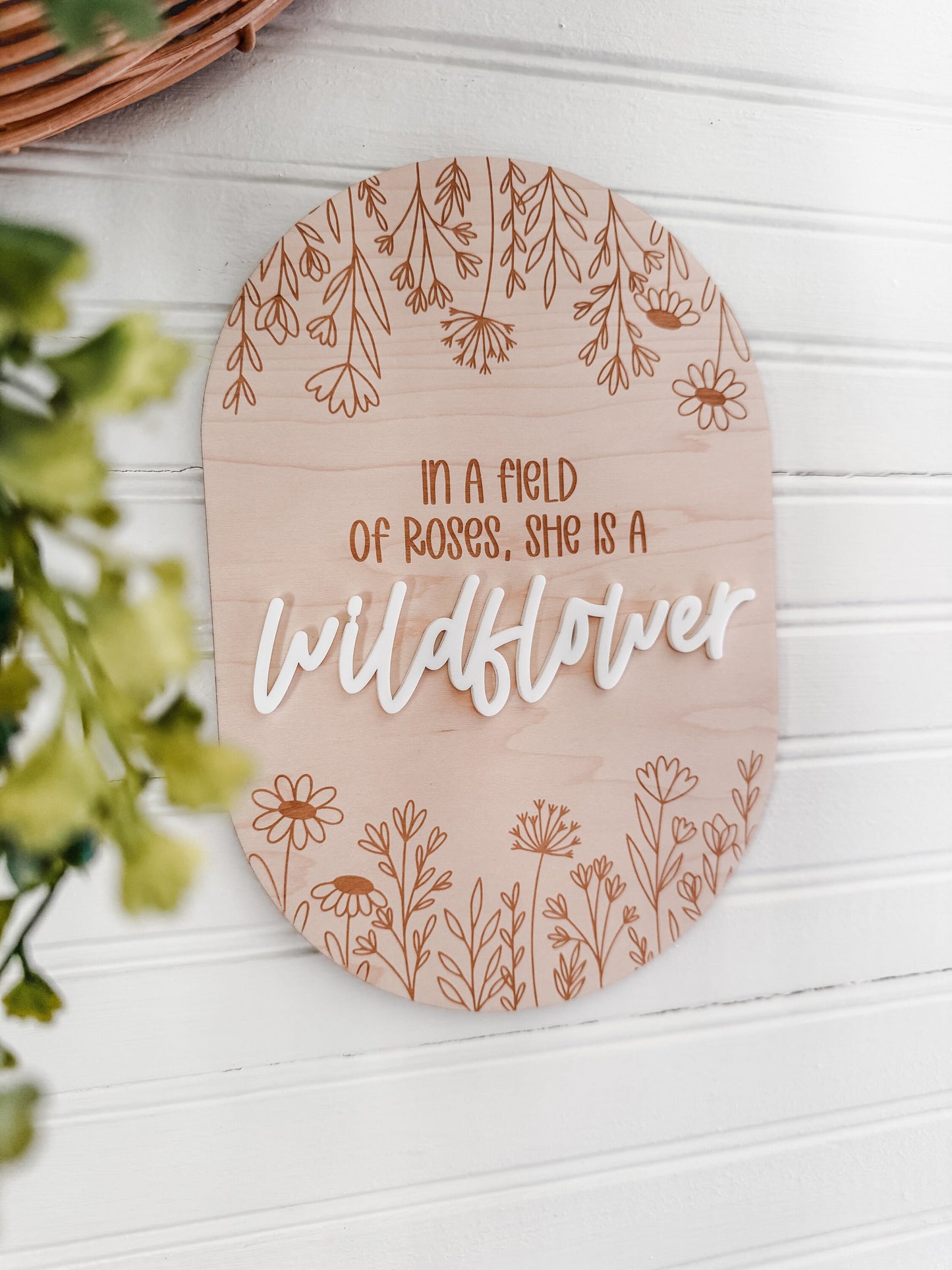 In a Field of Roses, Be a Wildflower, Nursery Wall Decor, Wildflower Sign, Spring Wall Art, Boho Wall Art
